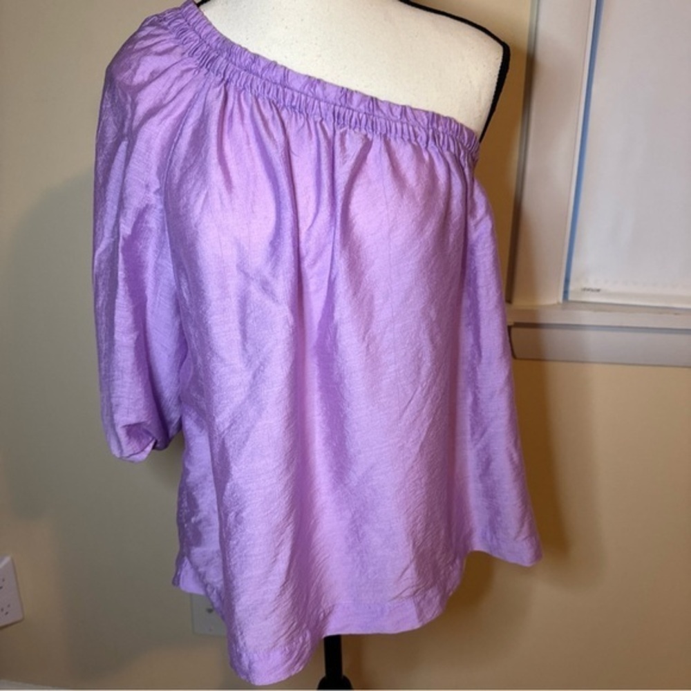 Anthropologie Maeve Leonie Purple Silk/Modal‎ Blend One Shoulder Sz sm Top